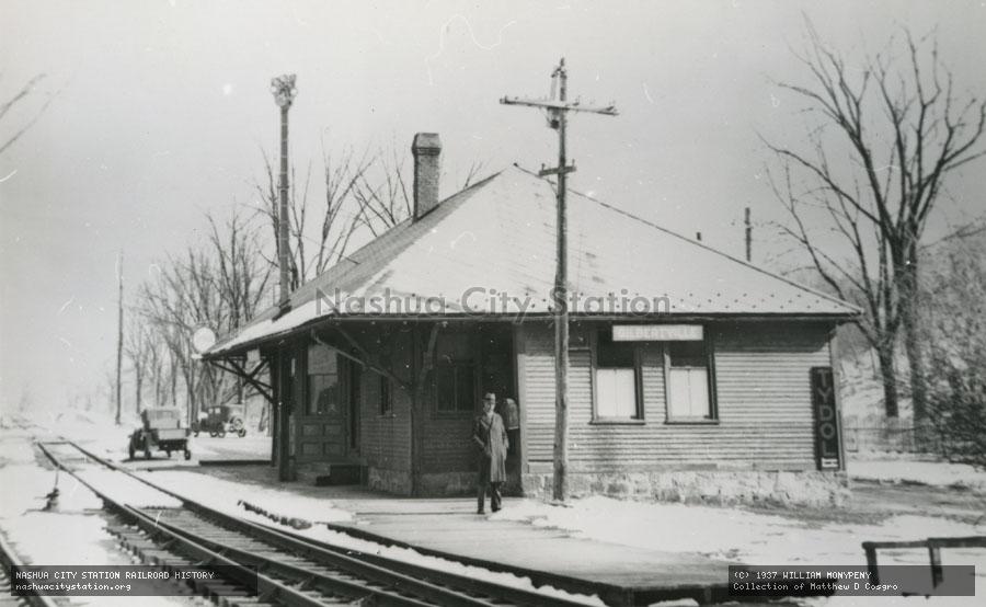 Postcard: Gilbertville, Massachusetts.  Boston & Maine Railroad station